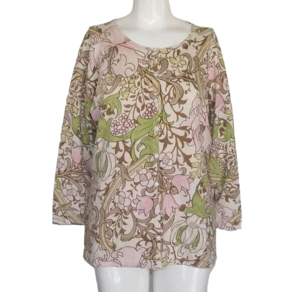 TOMMY BAHAMA Silk Cardigan sweater, XL, Floral, Subtle color, 3/4 sleeves - Picture 8 of 11